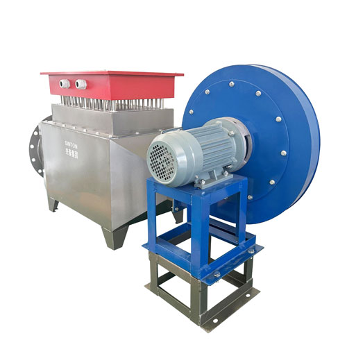Circulating air duct heater for industrial production lines